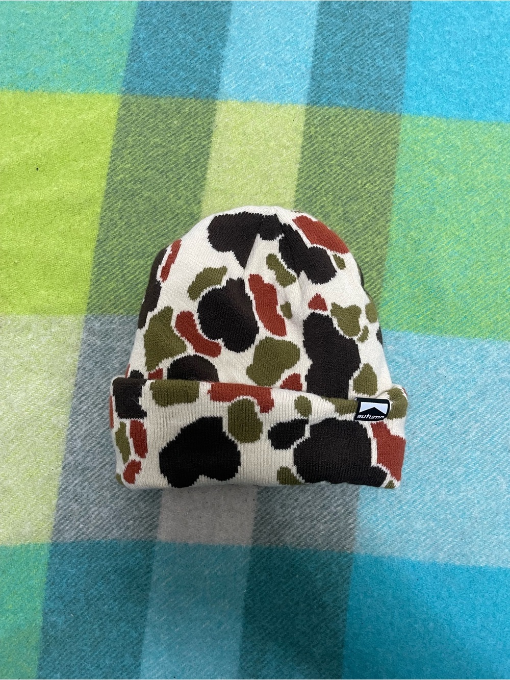 Free People Autumn Snowboard Beanie Duck Camo Eggshell 2025